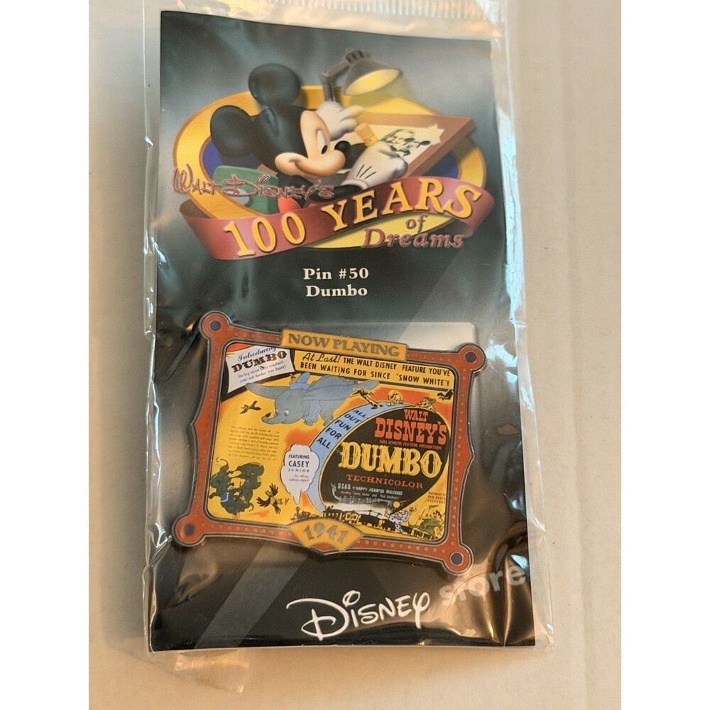 NOC OLD LE Disney Pin 100 Years of Dreams #50 Dumbo Movie Poster Flying Elephant
